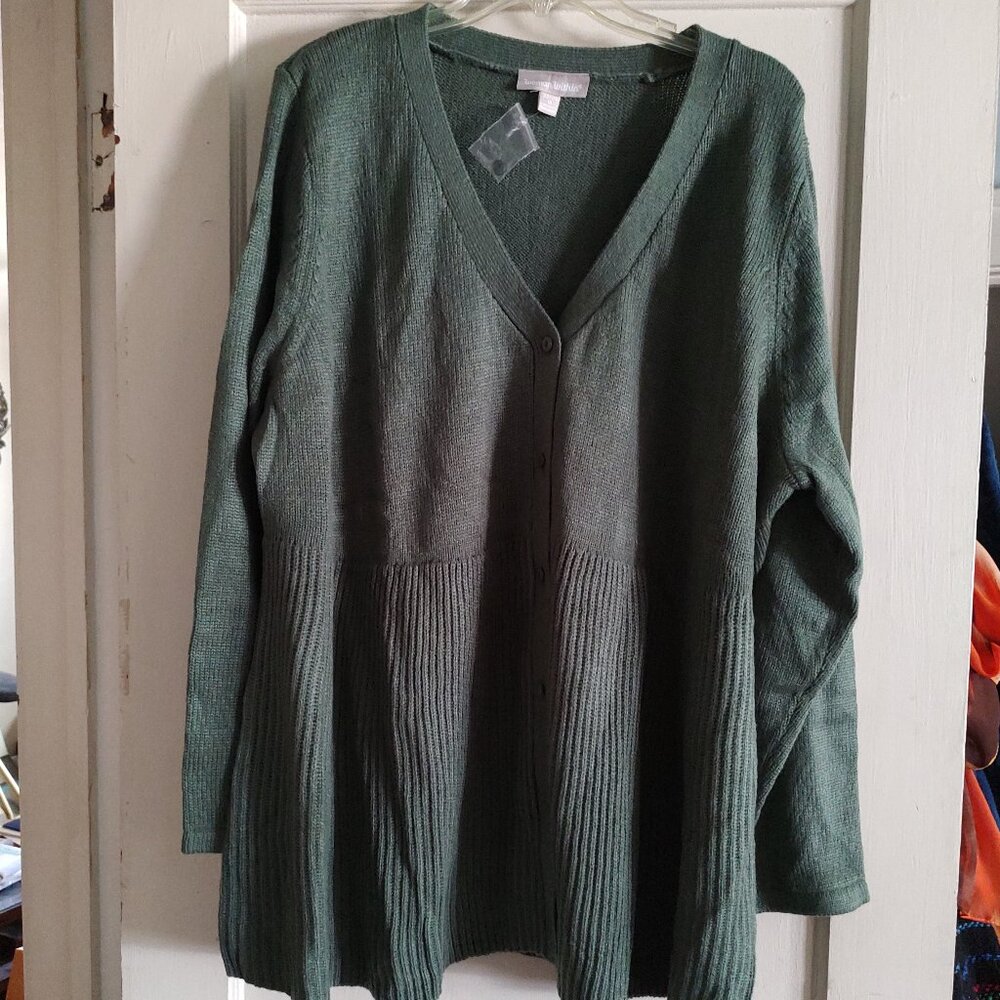 Woman within olive green cardigan size 1x 22-24